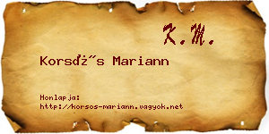 Korsós Mariann névjegykártya