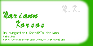 mariann korsos business card